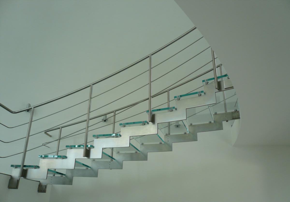 scala, inox, recinzione, vetro